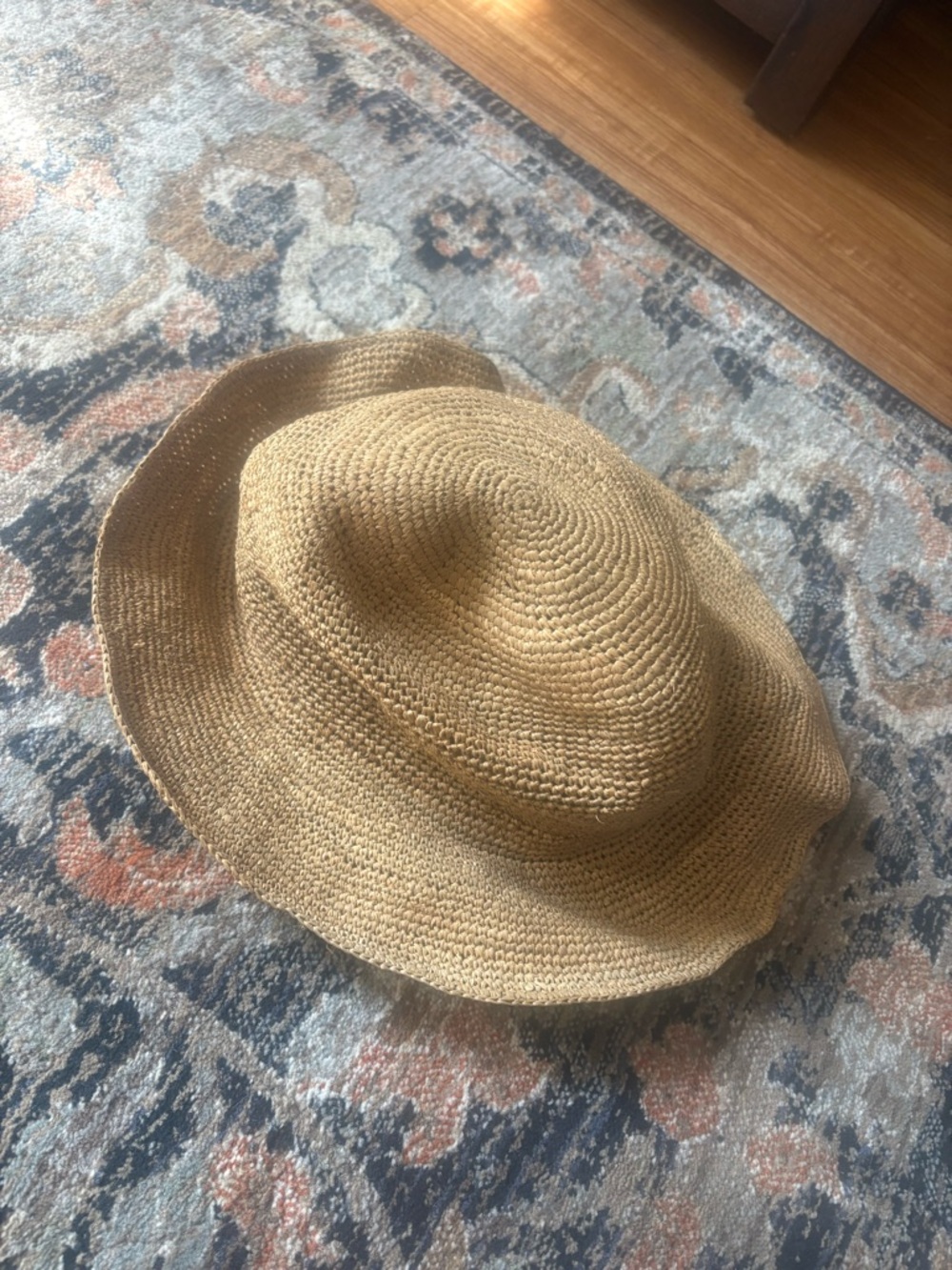 Woven Straw Sun Bucket Hat — Natural Tan